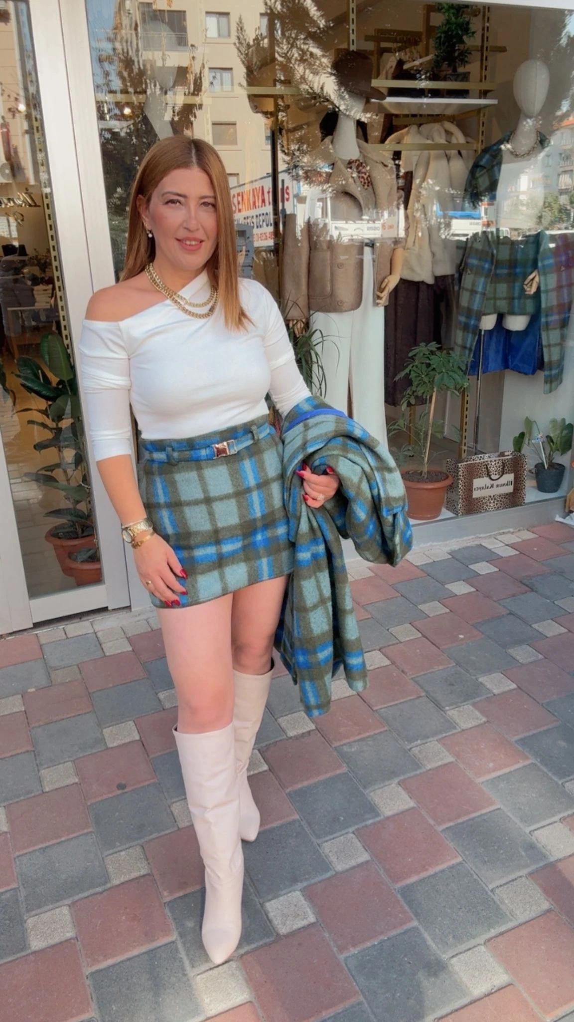 Ekose Kaşe Kaban Takım