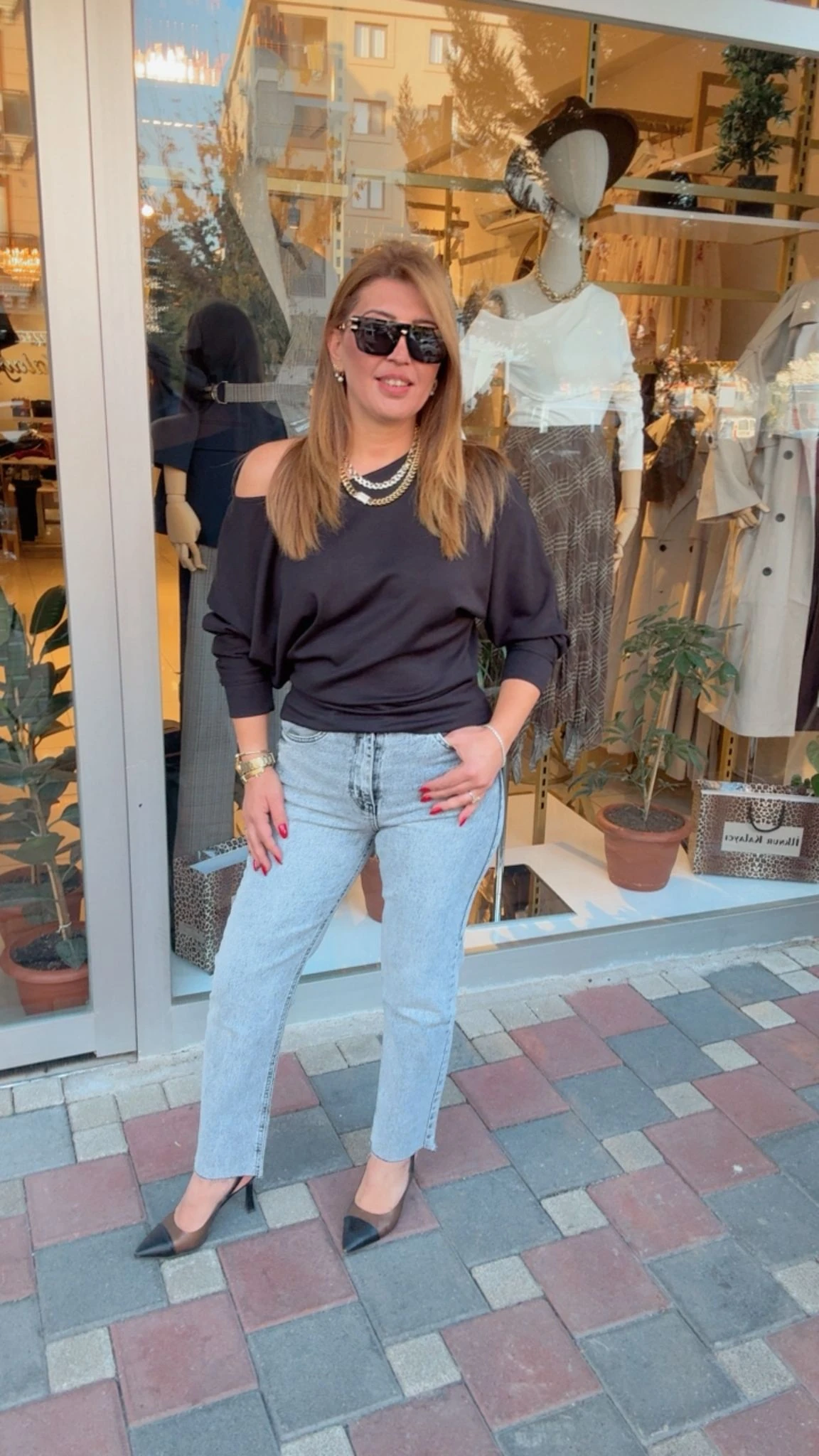 Kesik Paça Mom Pantolon - Antrasit