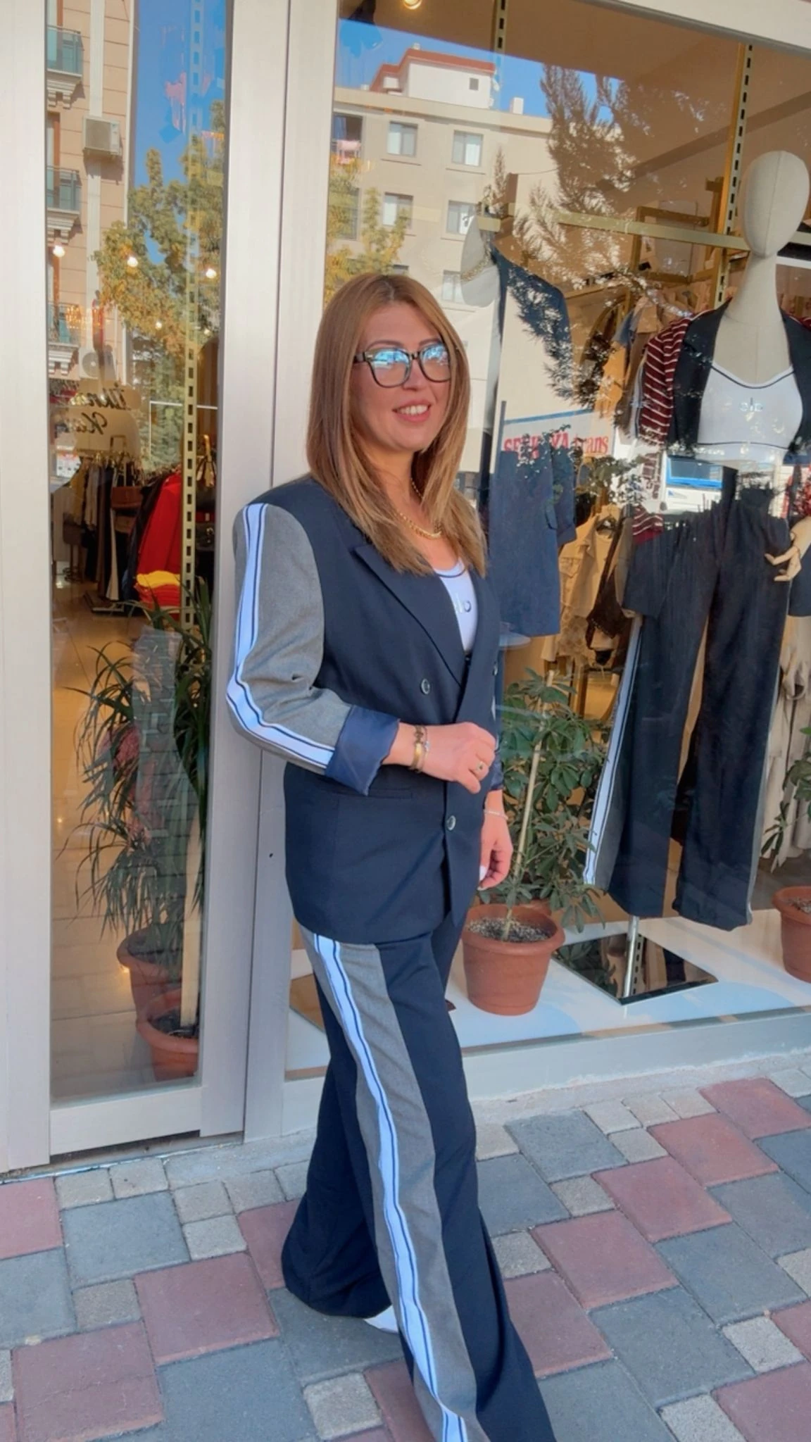 Şeritli Blazer Takım