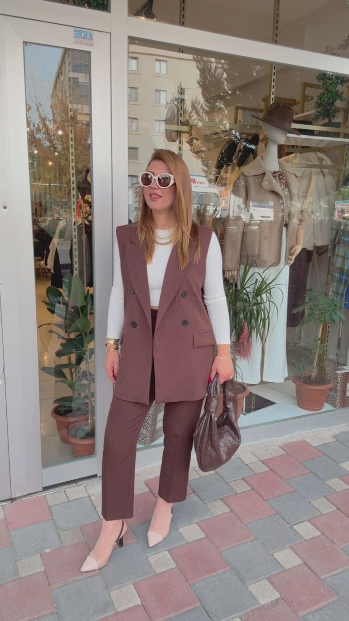 Crep Cep Kapaklı Yelek - Kahve