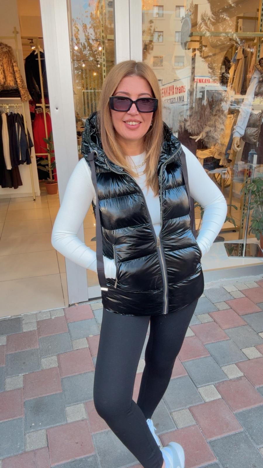 ROBİN PARLAK YELEK - Siyah