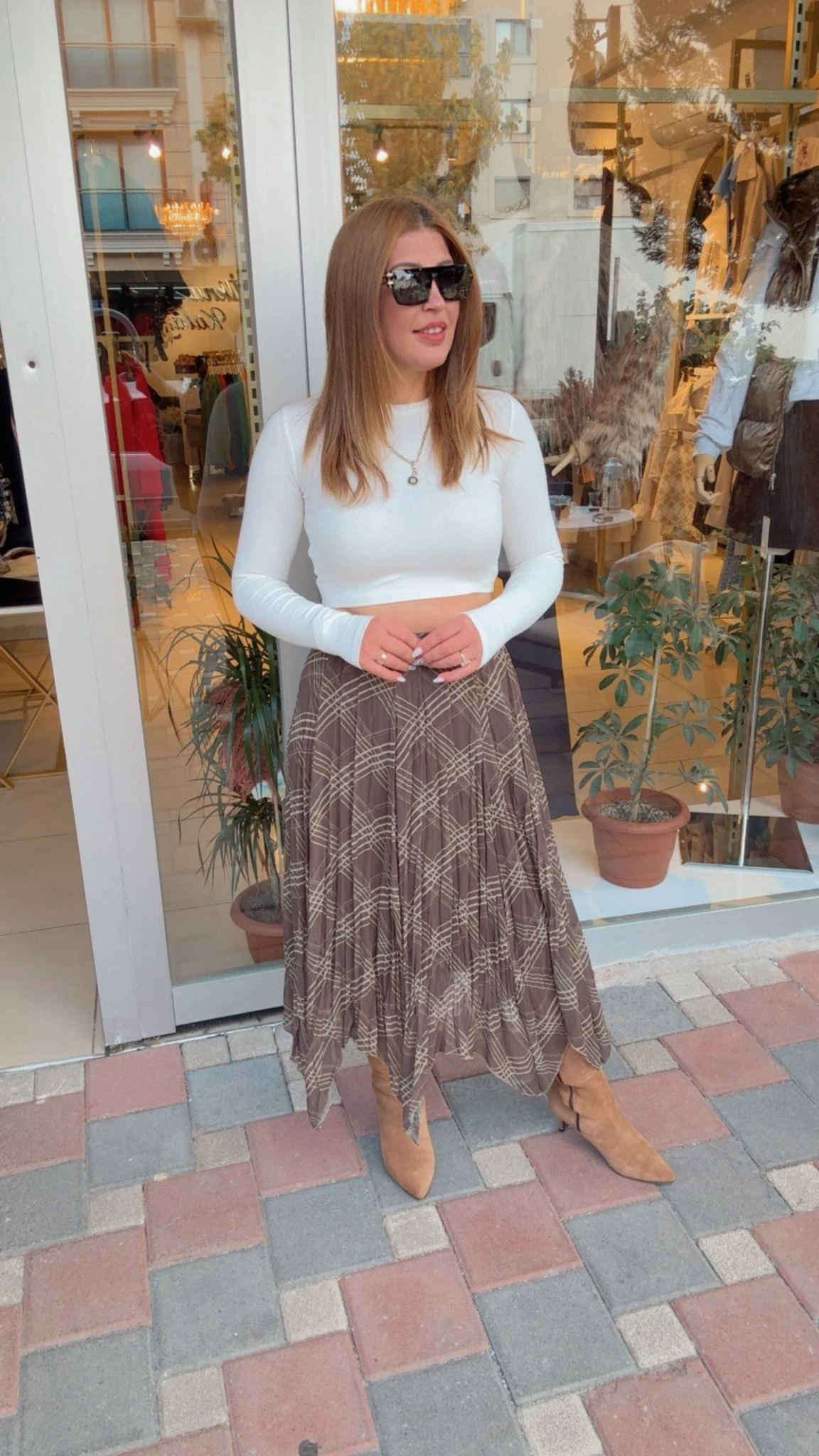 BAKLAVA DESENLİ ASİMETRİK ETEK