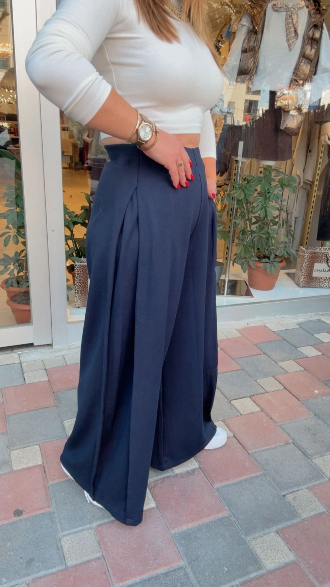 YAN PİLELİ PALAZZO PANTOLON