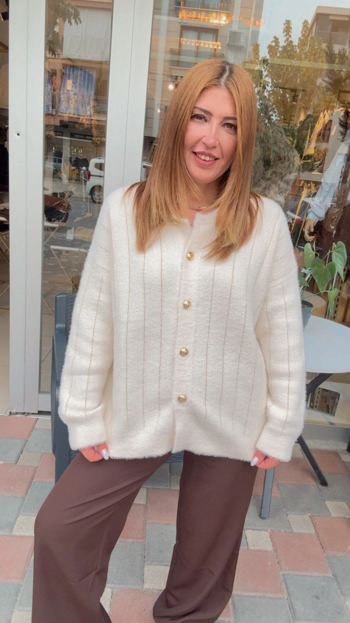 Gold Düğmeli Simli Hırka