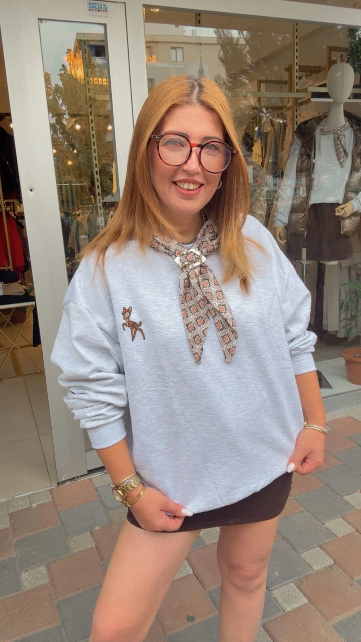 Şal Yaka Sweattshırt - Gri