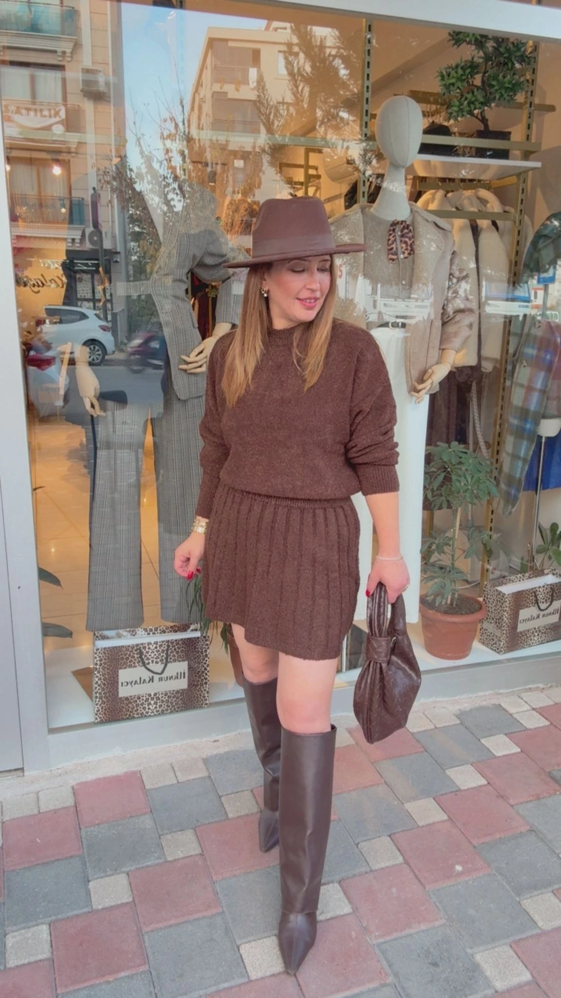 Triko Etekli Takım - Kahve