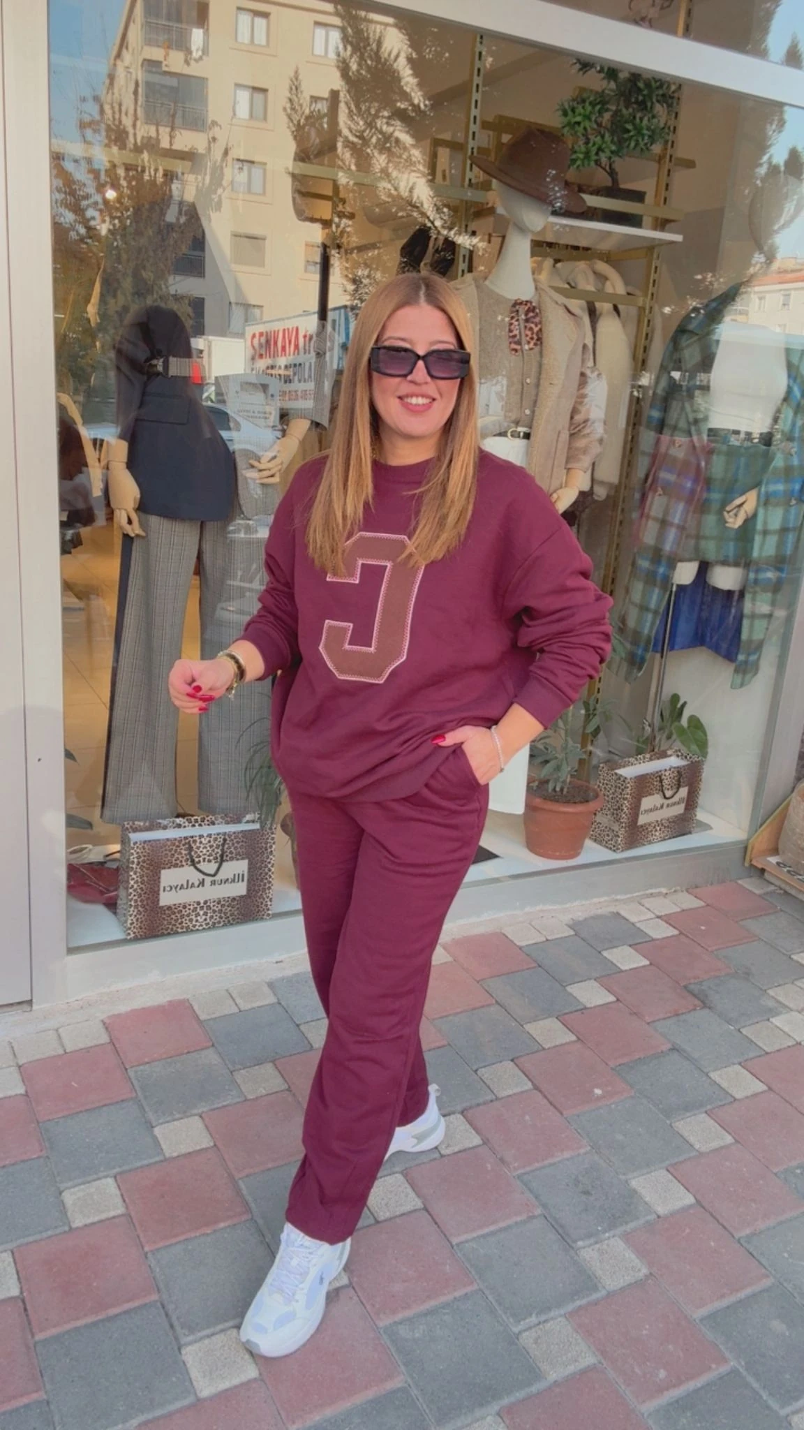 Harfli Eşofman Takım - Bordo