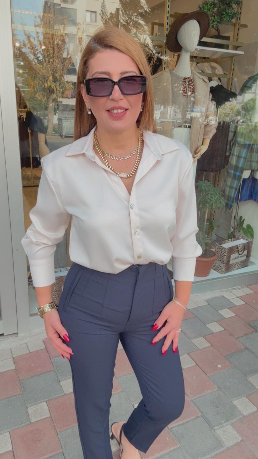 Saten Gömlek - Ekru