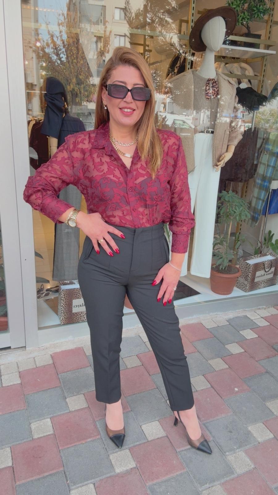 KABARTMALI TRANSPARAN GÖMLEK