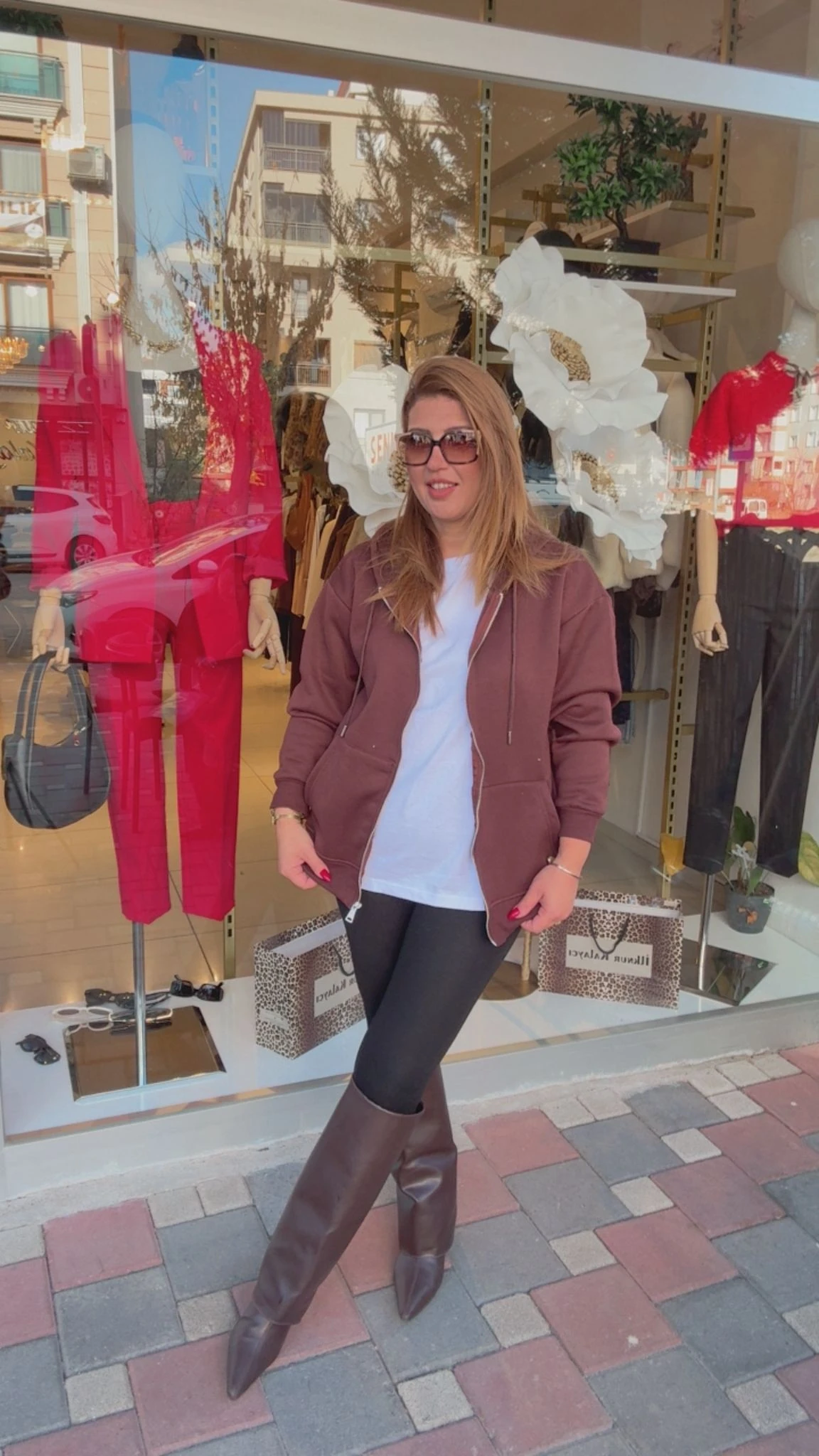 KANGURU CEPLİ KAPÜŞONLU CEKET - Kahve