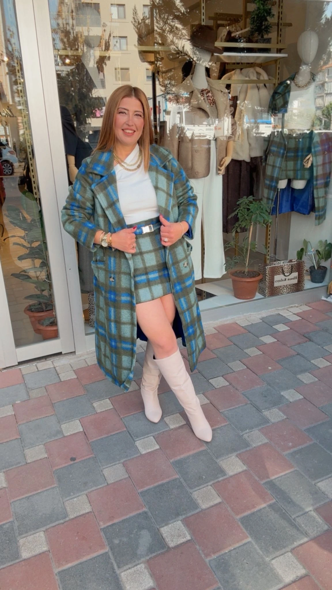 Ekose Kaşe Kaban Takım