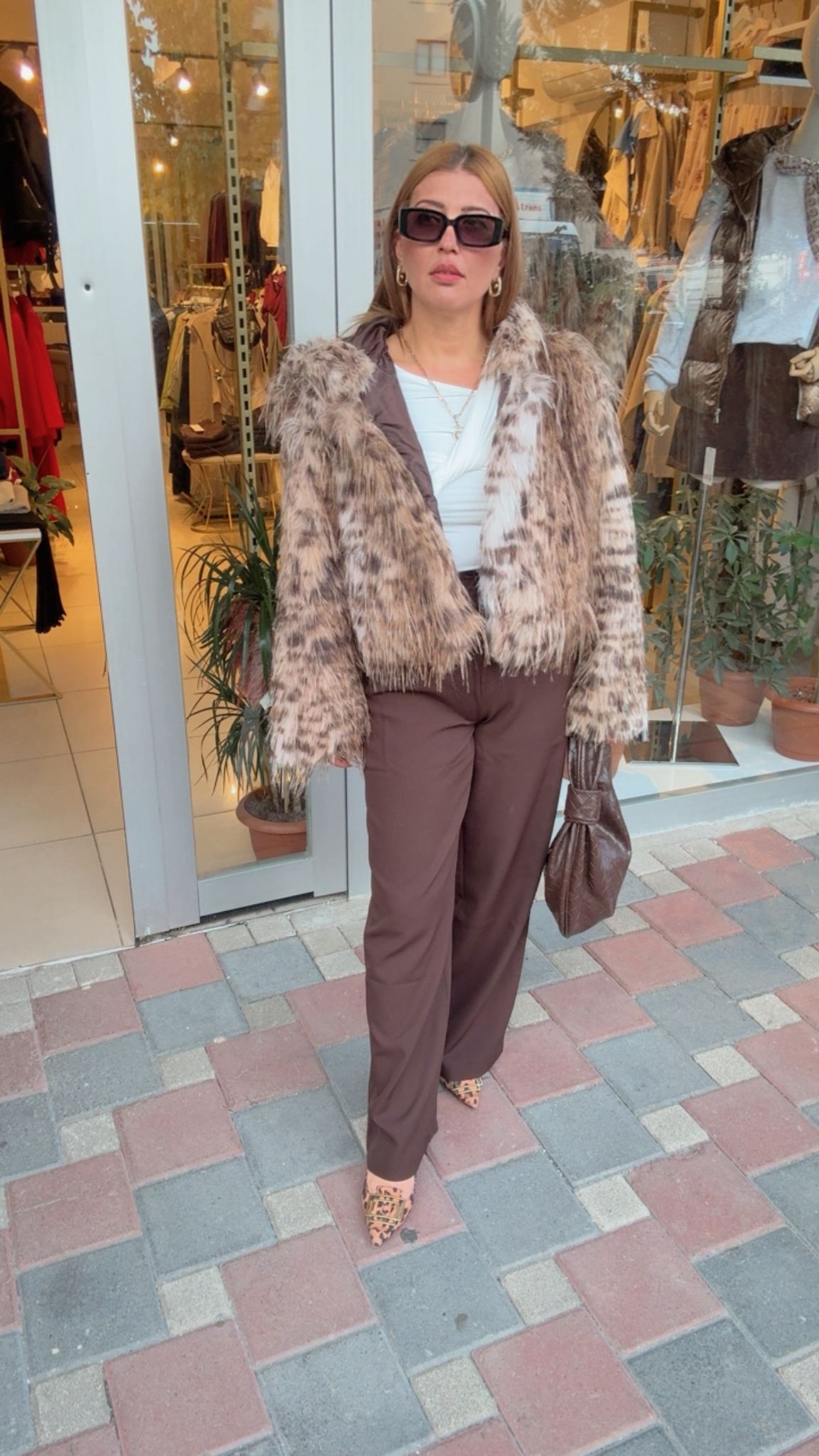 LEOPAR KAPİŞONLU KÜRK CEKET