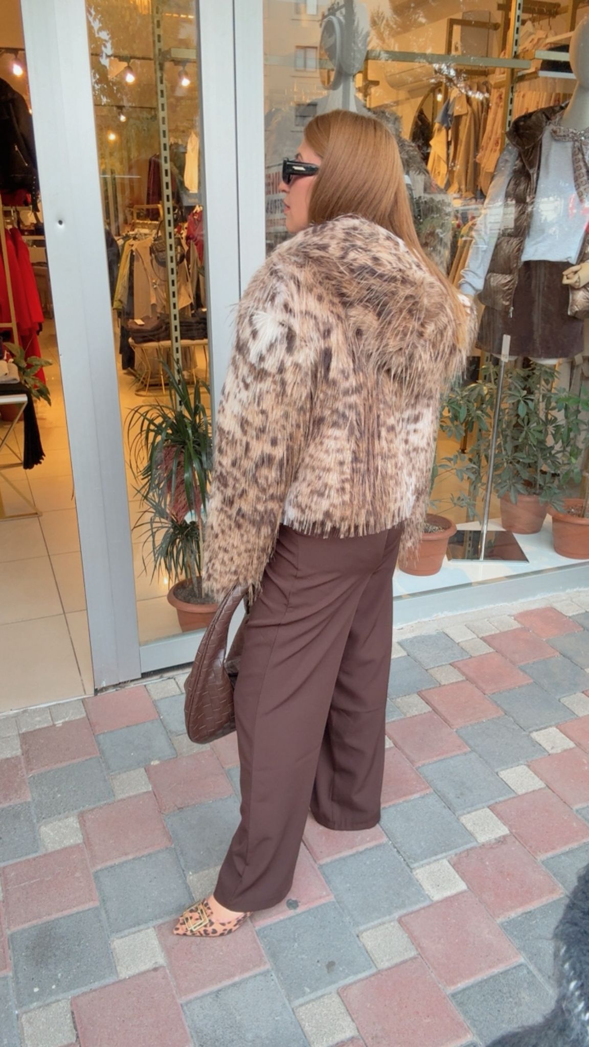 LEOPAR KAPİŞONLU KÜRK CEKET