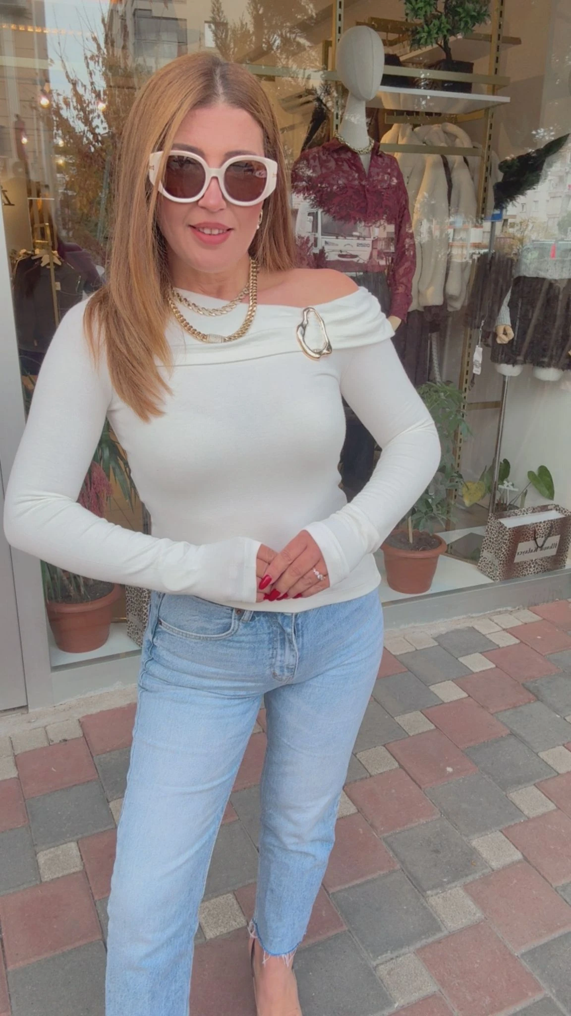 YAKA AKSESUARLI KAYIK YAKA BLUZ - Ekru