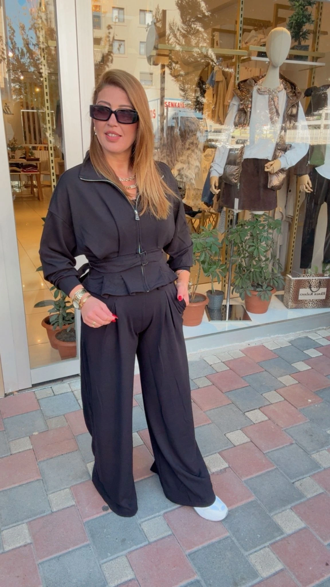 MODAL KUMAŞ DİK YAKA PİLELİ TAKIM - Siyah