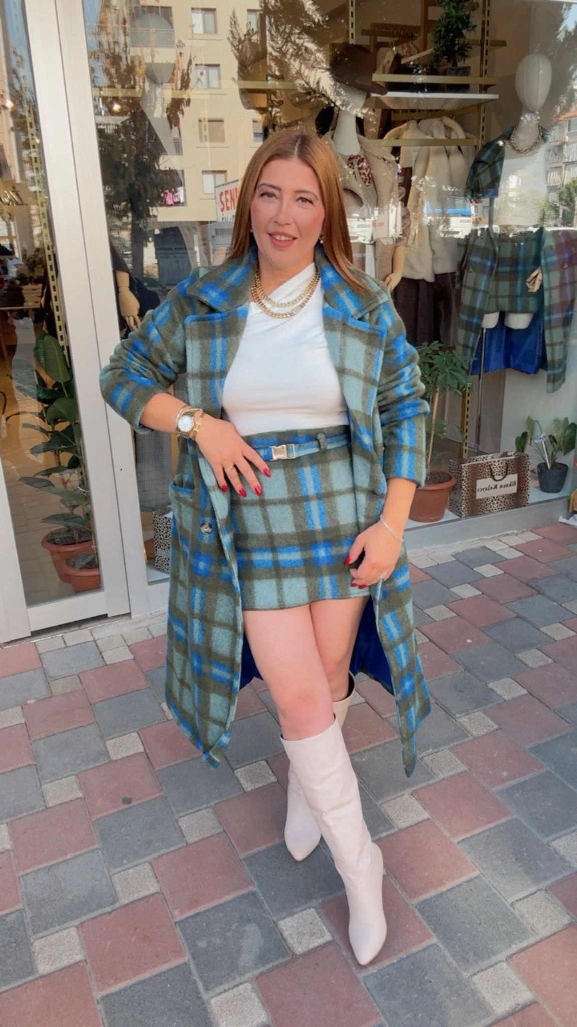 Ekose Kaşe Kaban Takım