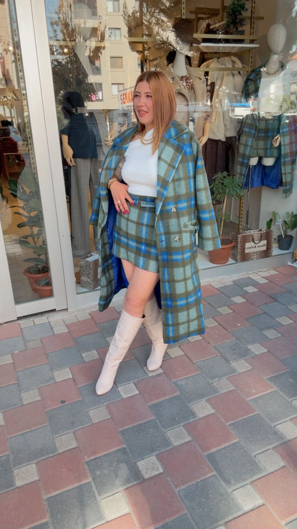 Ekose Kaşe Kaban Takım