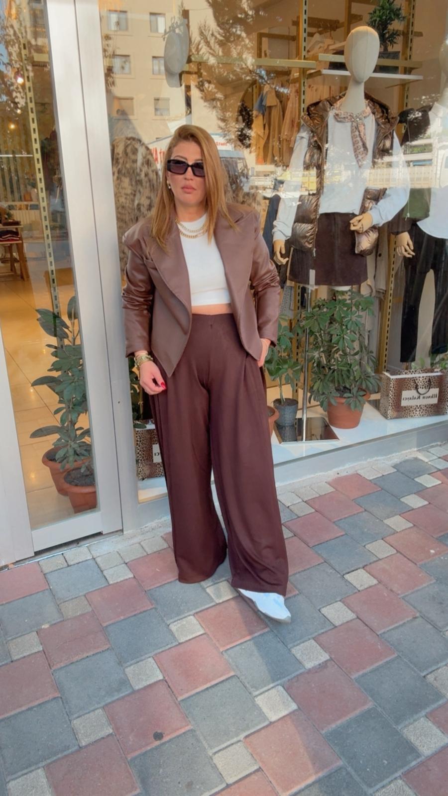 BORNOZ BAĞLAMALI DERİ CEKET