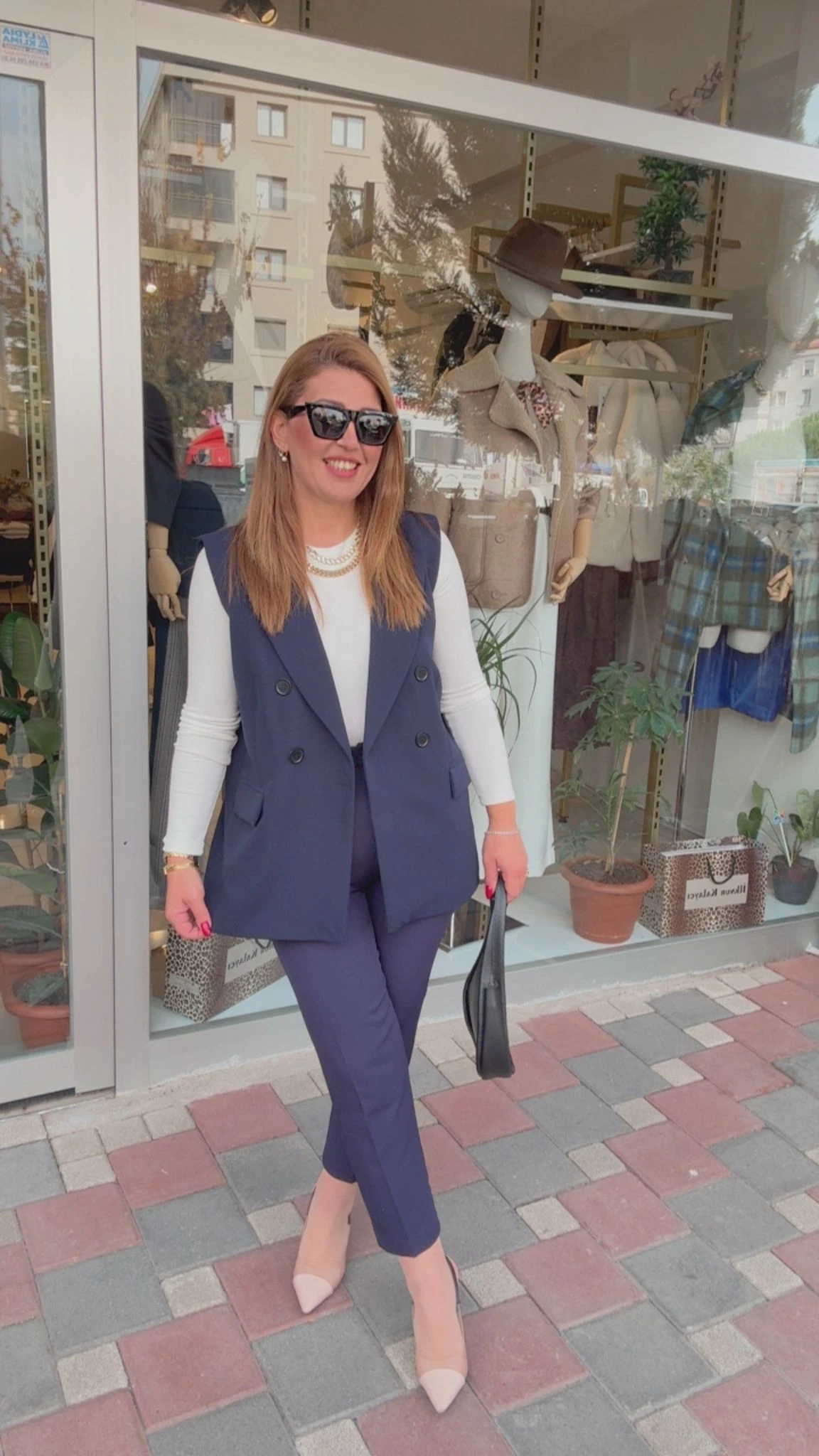 Crep Cep Kapaklı Yelek - Lacivert