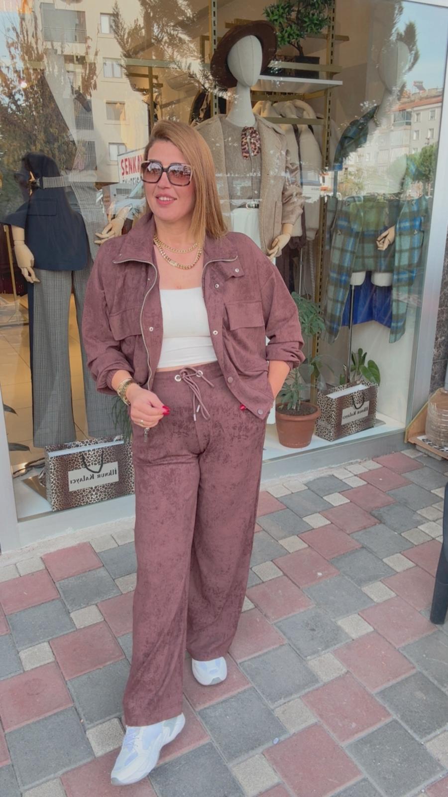 Batik Desenli Takım - Kahve