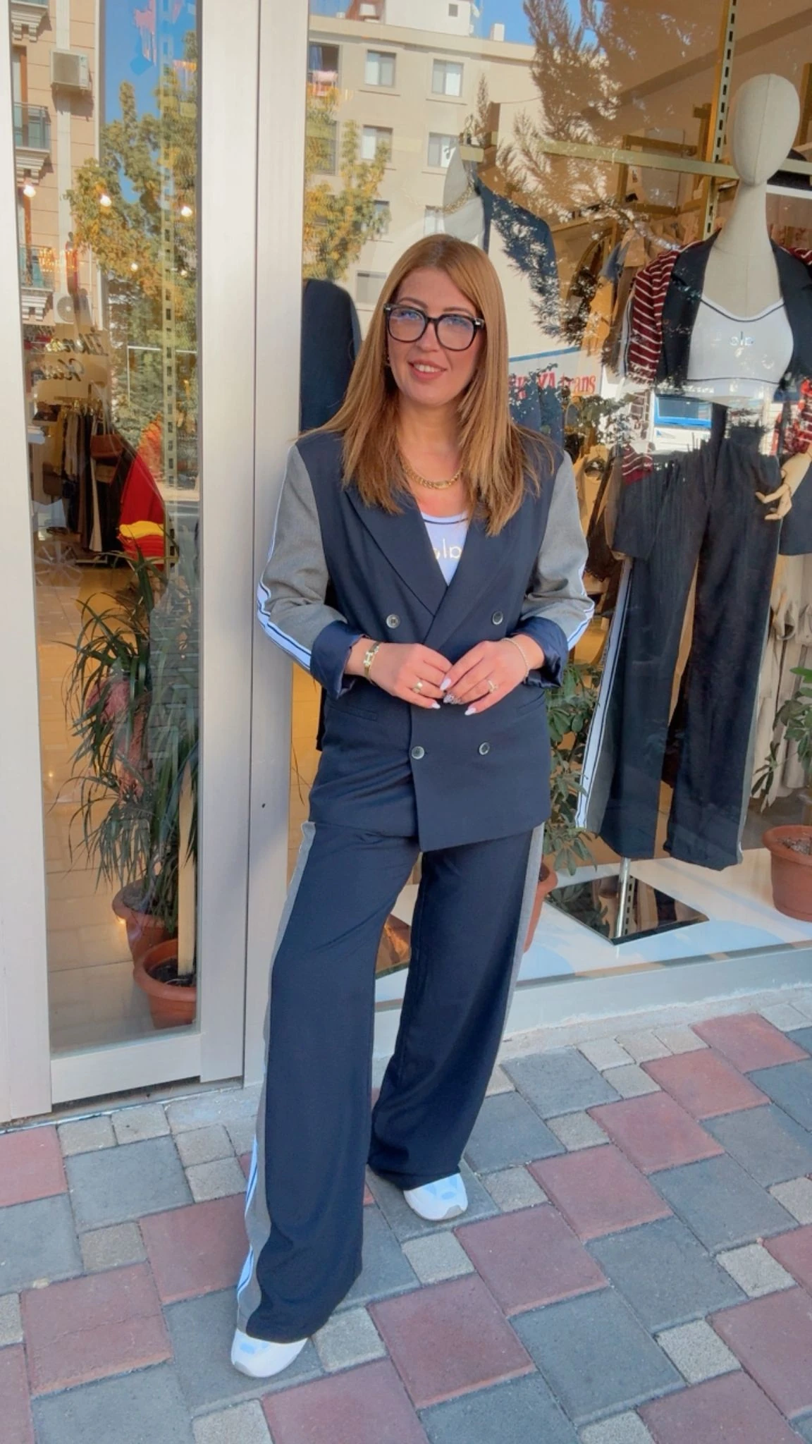 Şeritli Blazer Takım