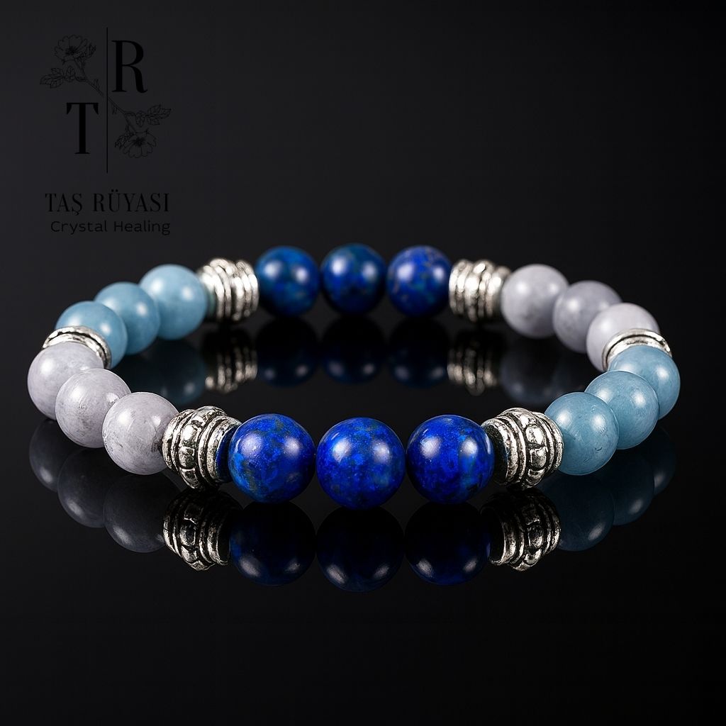 Anjalit, Lapis Lazuli & Akuamarin Elastik Bileklik