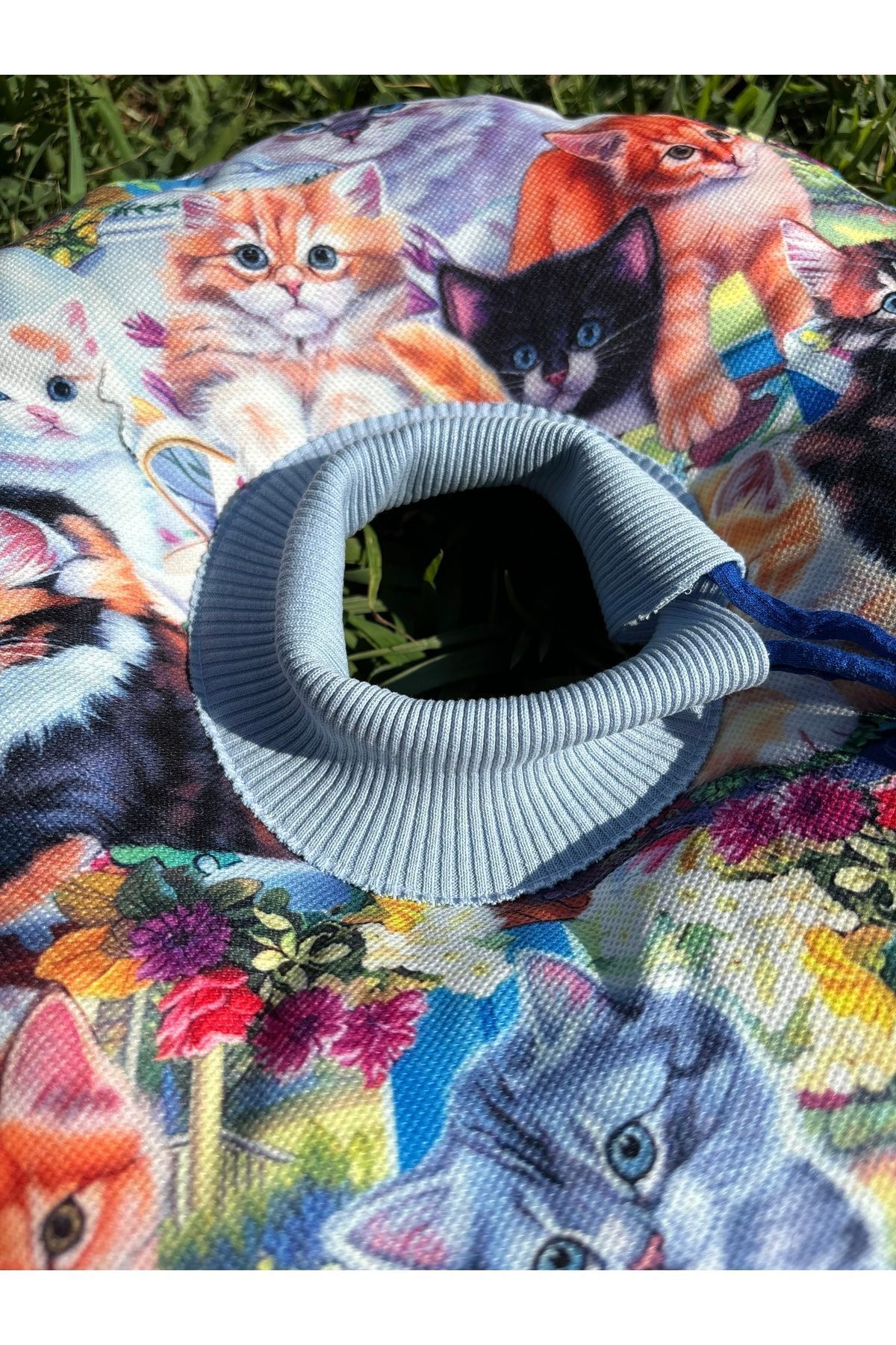 Kedi-Köpek Boyunluk-Elizabeth Yakalık Operasyon Boyunluk-kedi Boyun Yastığı(ÖZEL KUMAŞ)(Kedili Bahçe)
