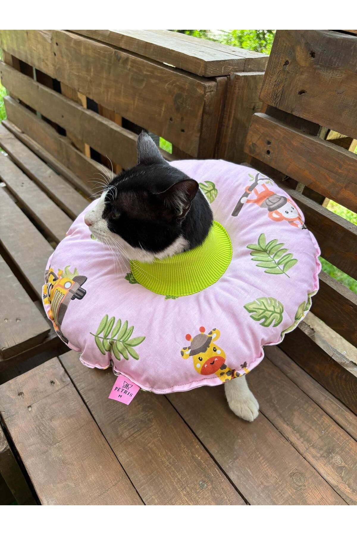 Kedi Ve K.Irk Köpek Boyunluk-elizabeth Yakalık Operasyon Boyunluk-kedi Boyun Yastığı (PEMBE SAFARİ)