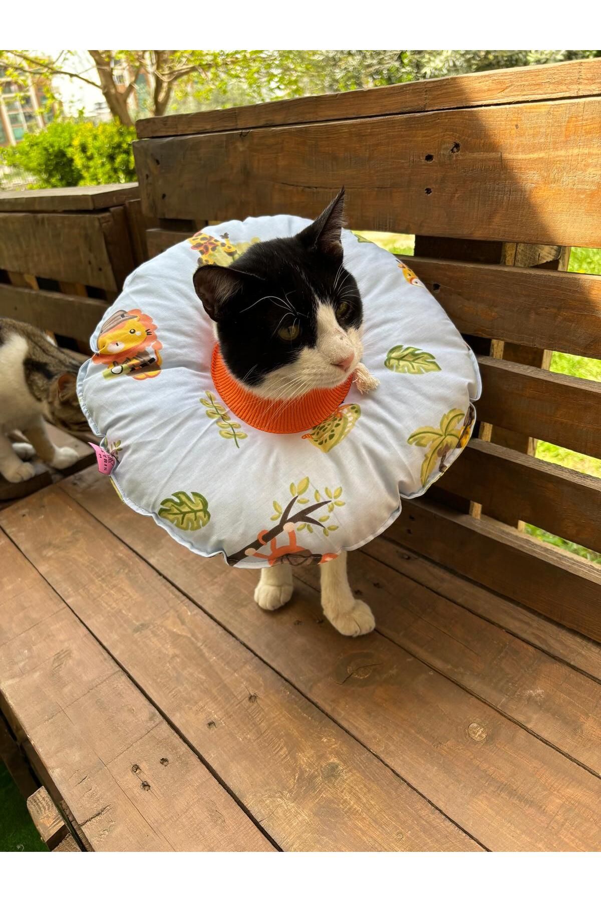 Kedi Ve Köpek Boyunluk-elizabeth Yakalık Operasyon Boyunluk-kedi Boyun Yastığı(SAFARİ)