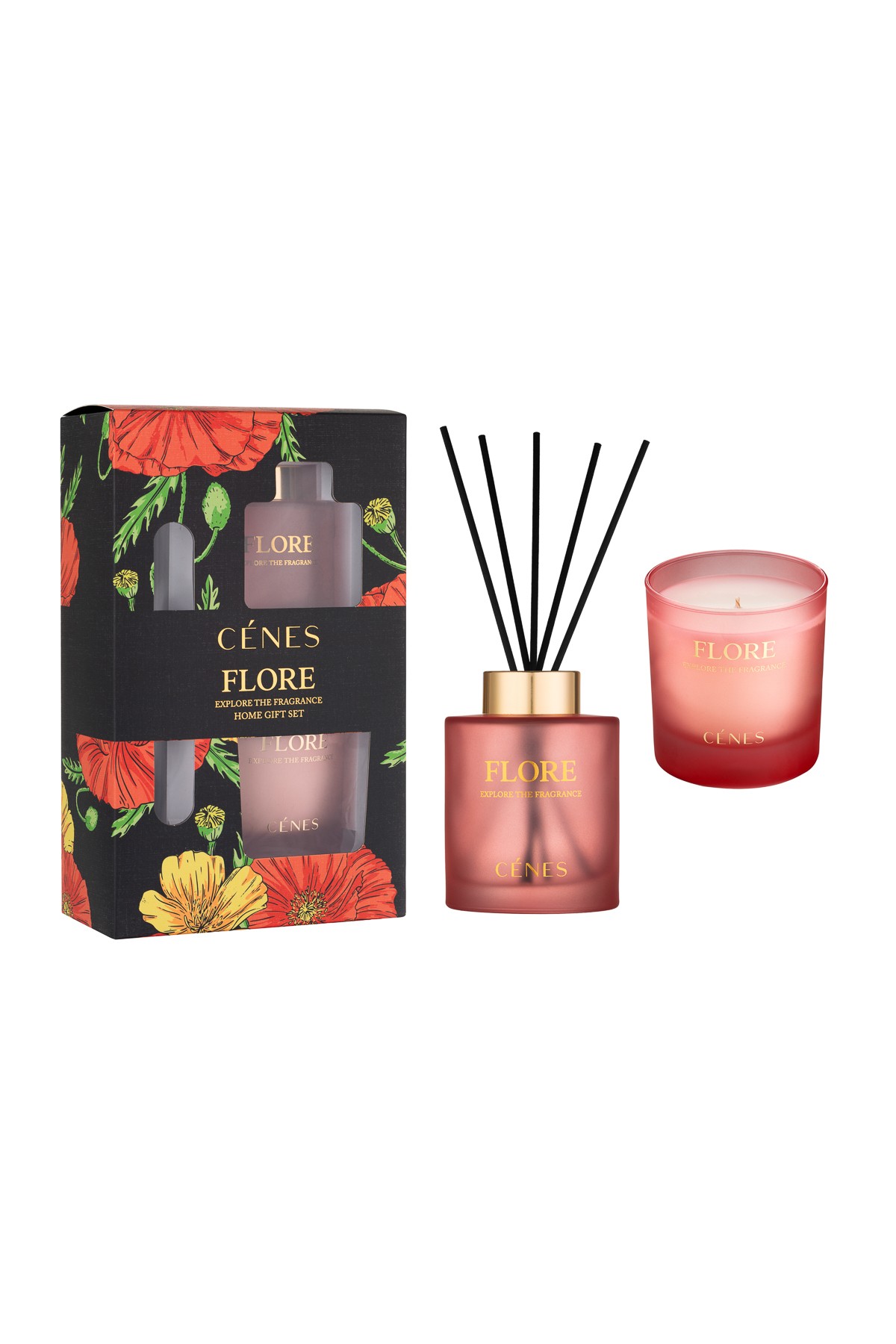 Flore Reed Diffuser 200ml + Candle 200 g Gift Set / Çubuklu Oda Kokusu + Mum Hediye Seti