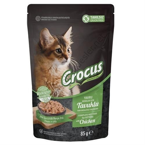 Crocus Tahılsız Yavru Kedi Tavuklu Pouch Jöleli Yaş Mama 85 G