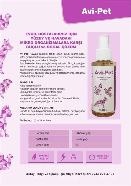 Tarımsan Avi-Pet Kedi,Köpek ve Kuşlar İçin Güçlü Hava ve Yüzey Dezenfektanı 100ml