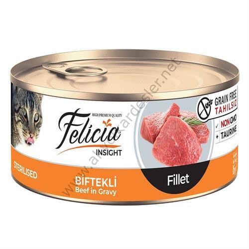 Felicia Tahılsız 85 gr Konserve Sterilised-Biftekli Fileto Yaş Kedi Maması