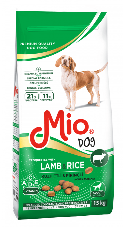 Mio Mio 15 kg - Kuzu Etli ve Pirinçli Yetişkin Köpek Maması