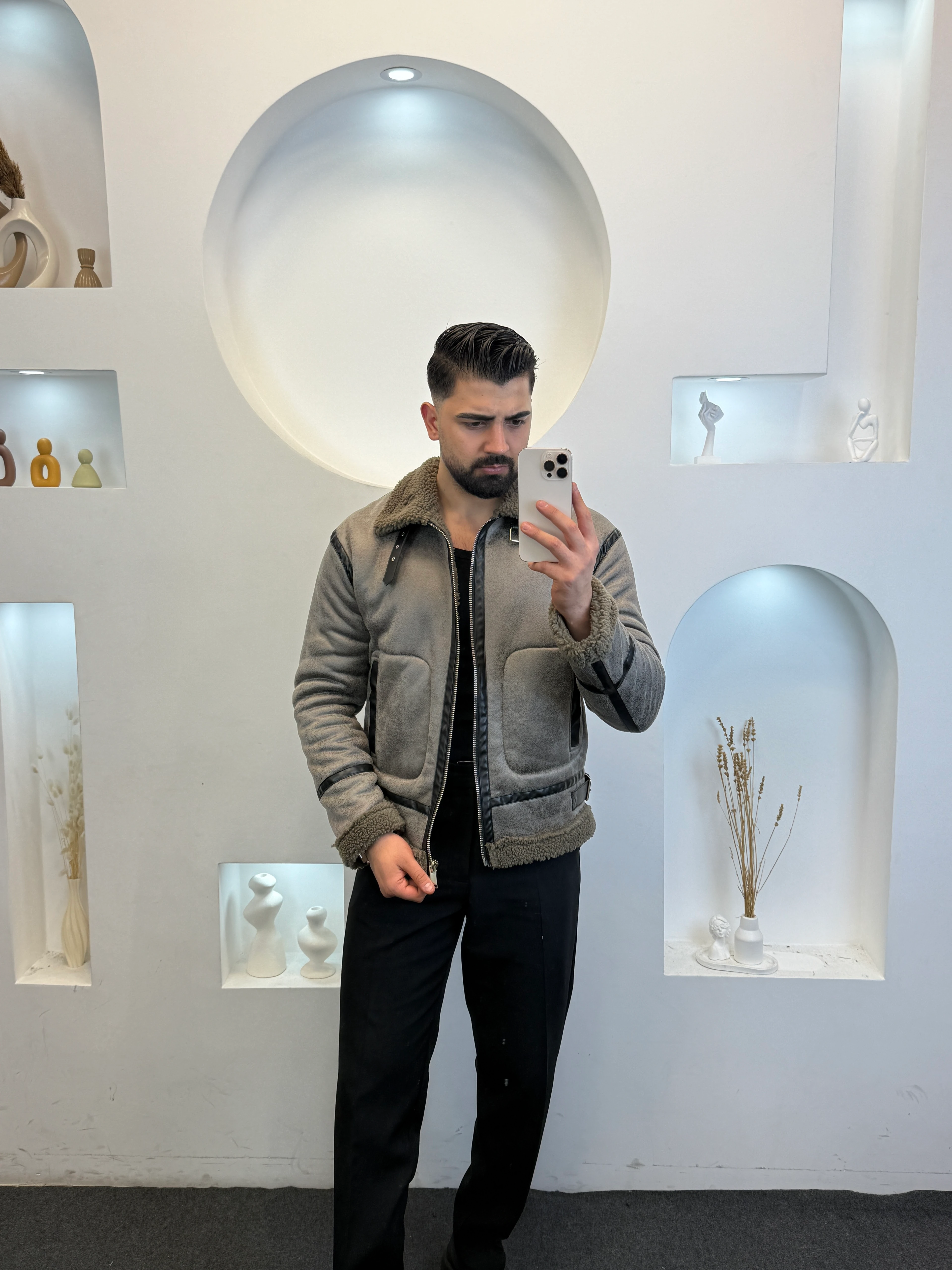 Yaka Kürklü Deri Mont