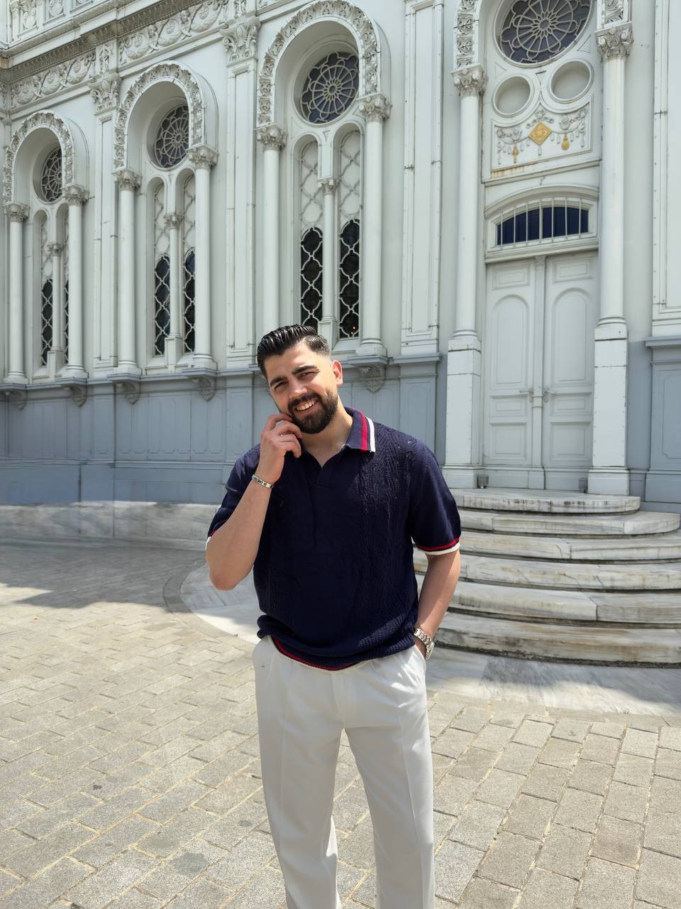 Örme Triko  Polo Yaka T-Shirt - Lacivert