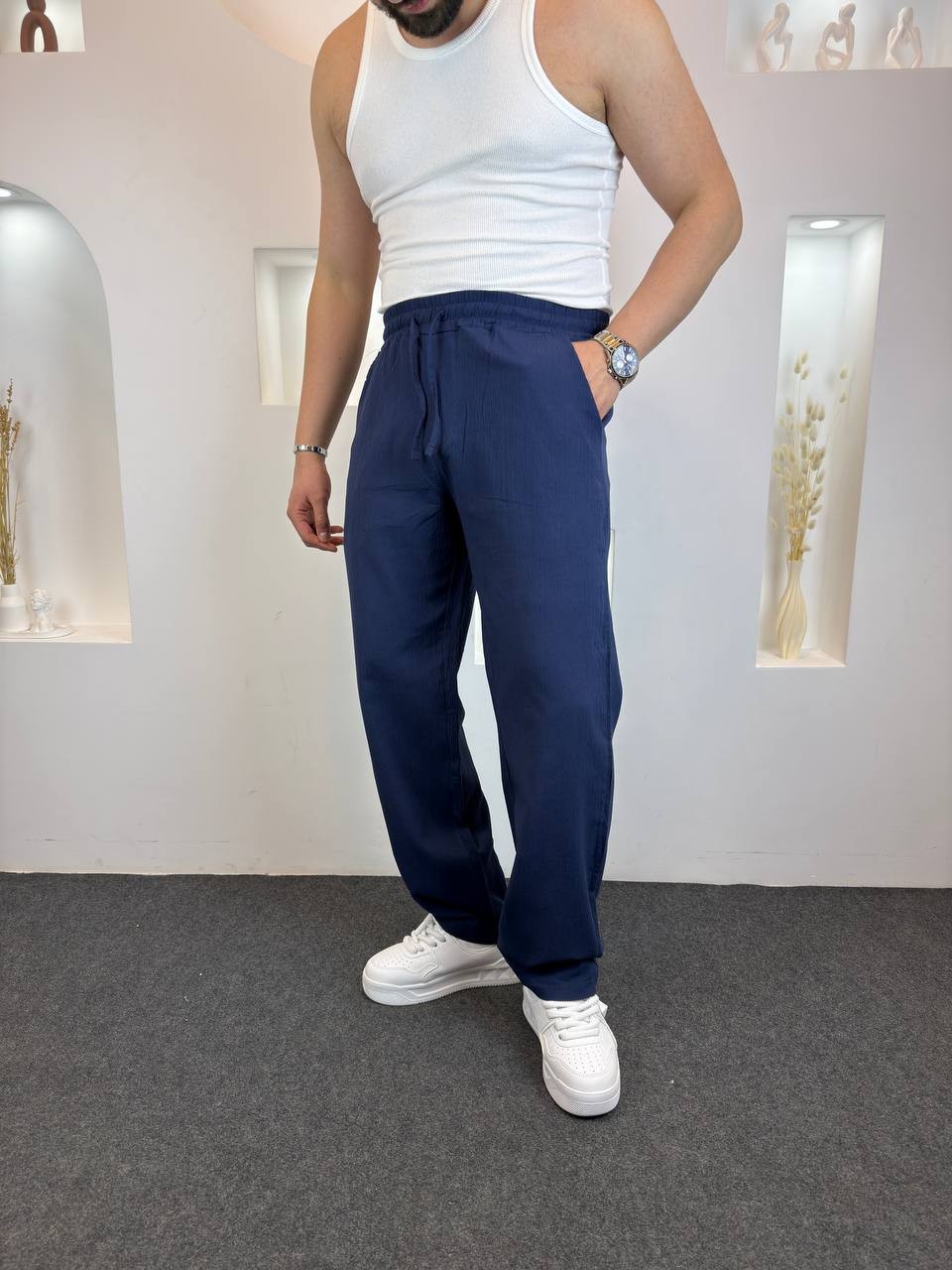 Kırınkıl Kumaş Baggy pantolon  - Lacivert