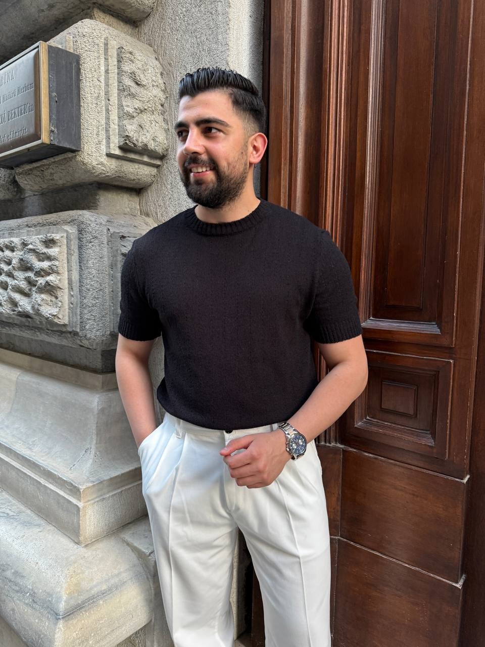 Delikli Basic Triko T-Shirt