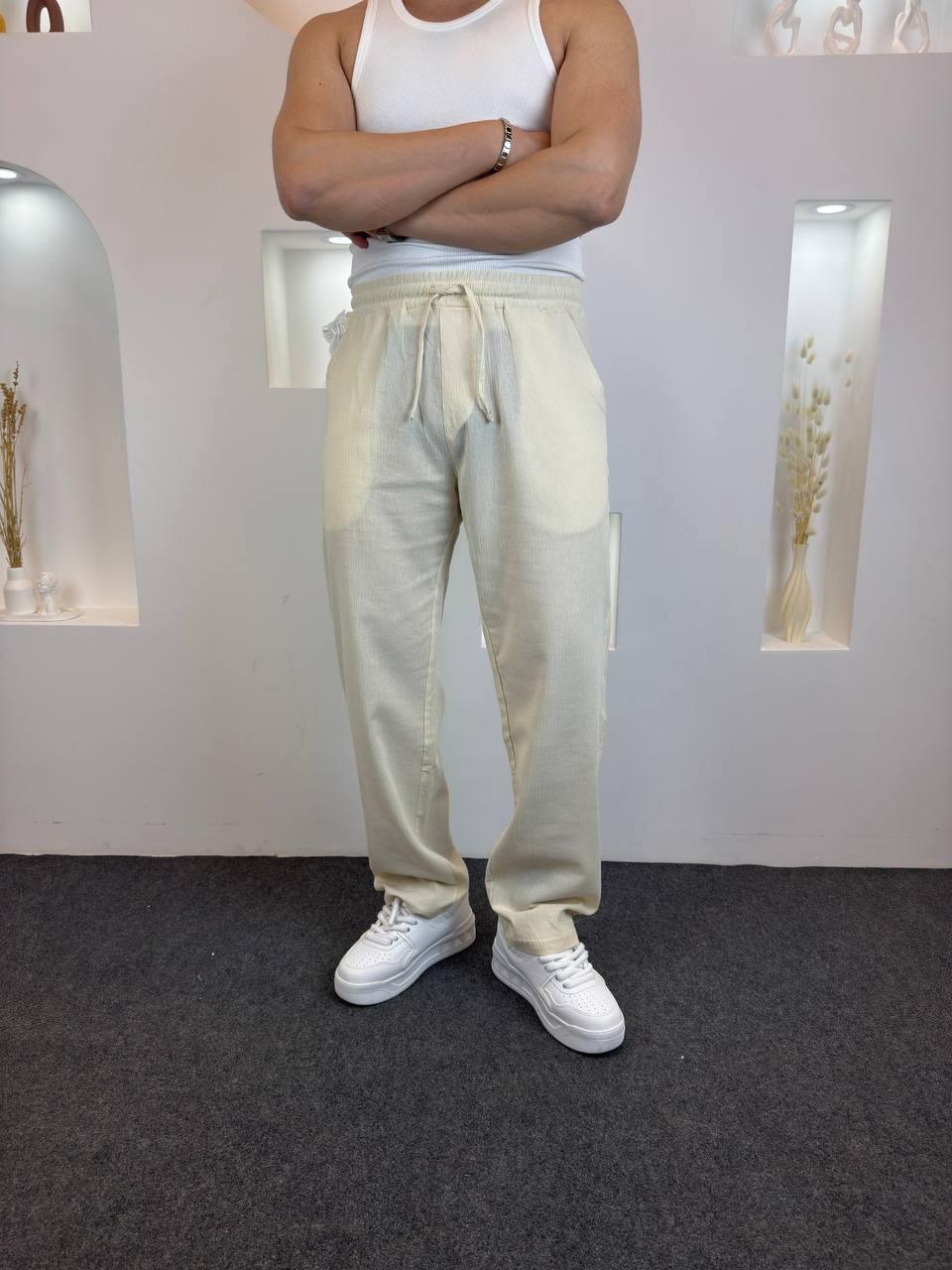 Kırınkıl Kumaş Baggy pantolon  - bej