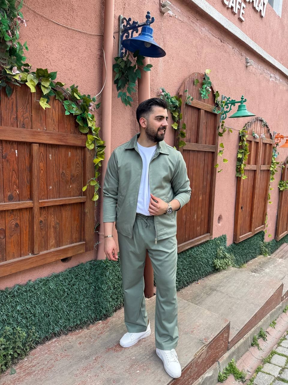  Gabardin Mevsimlik Kumaş Takım  - mint yeşili
