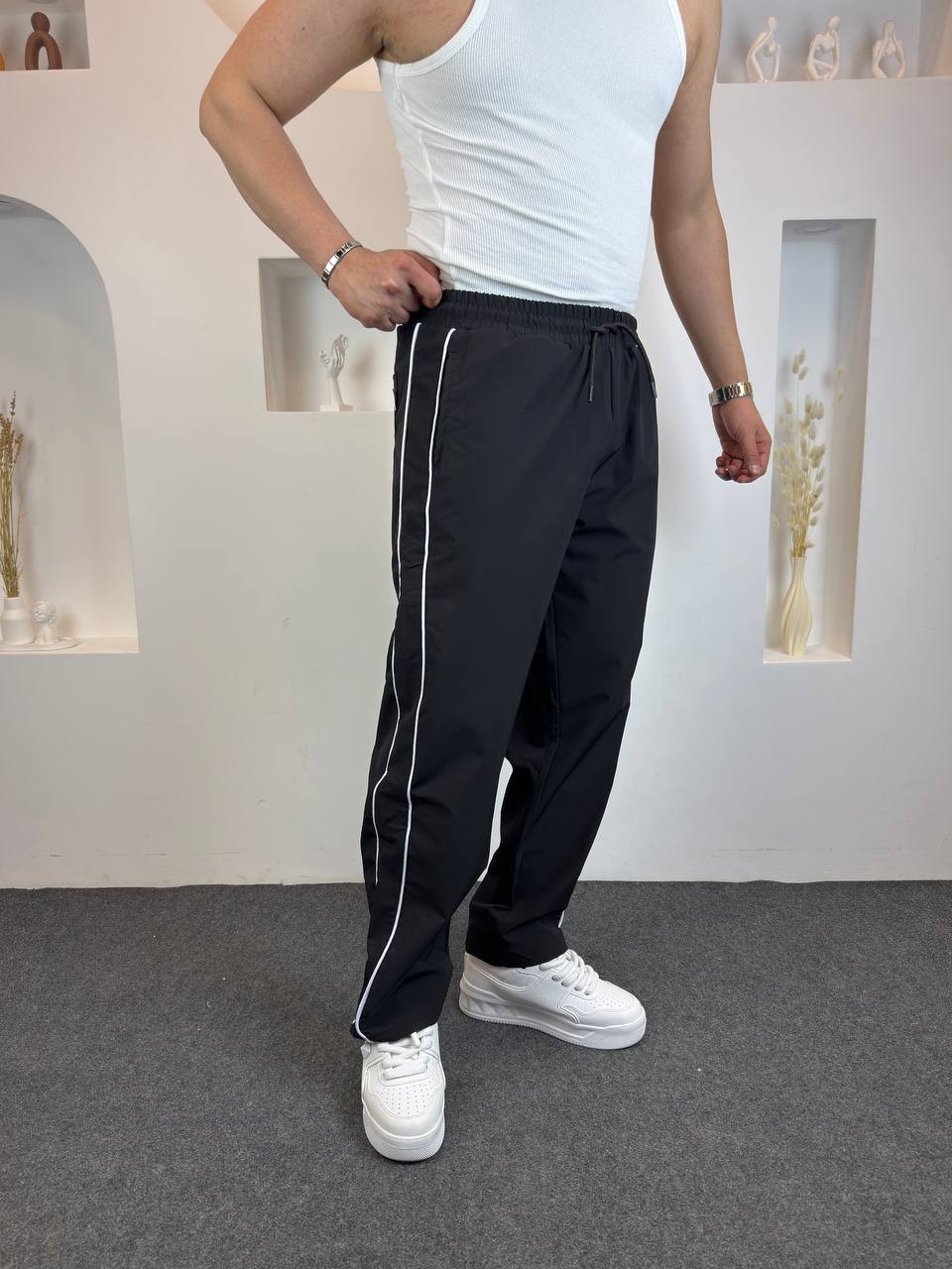 Çizgi Detaylı Paraşüt Kumaş Baggy 