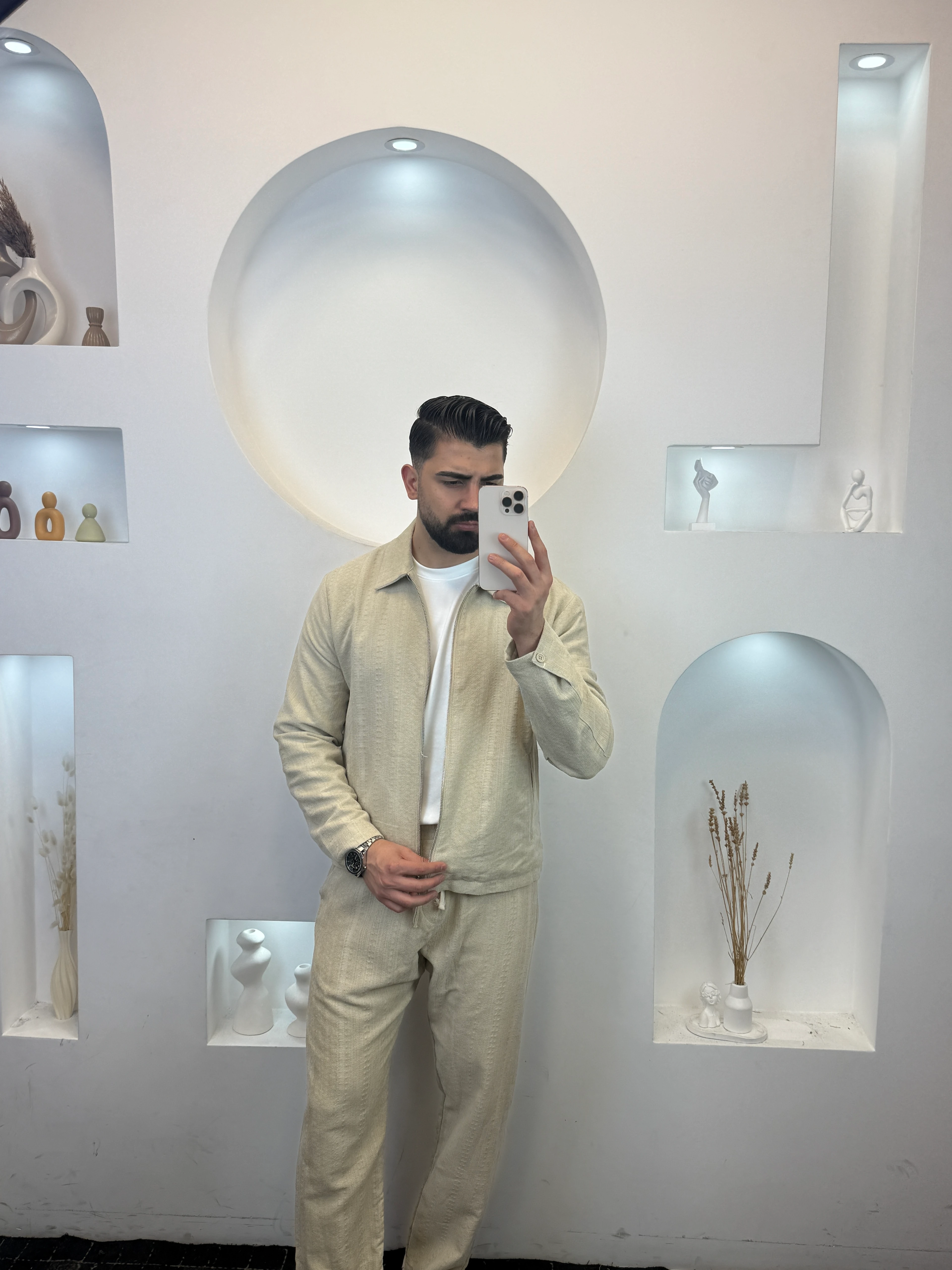 Bej Dokulu Kumaş Takım