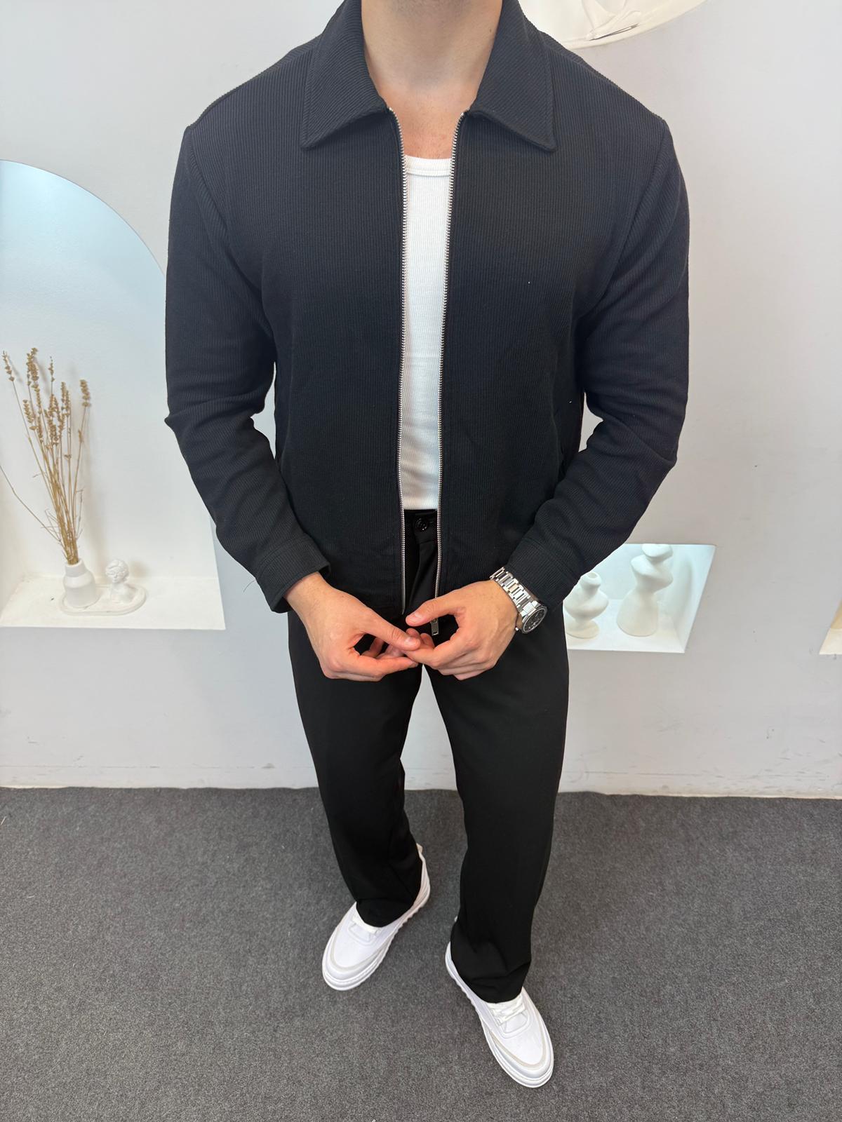 Likralı Mevsimlik Ceket - Siyah