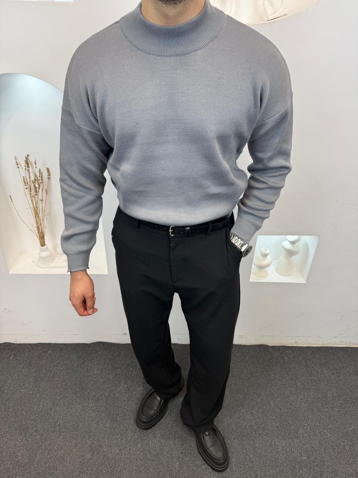 Owersize Yarım Balıkçı - Gri