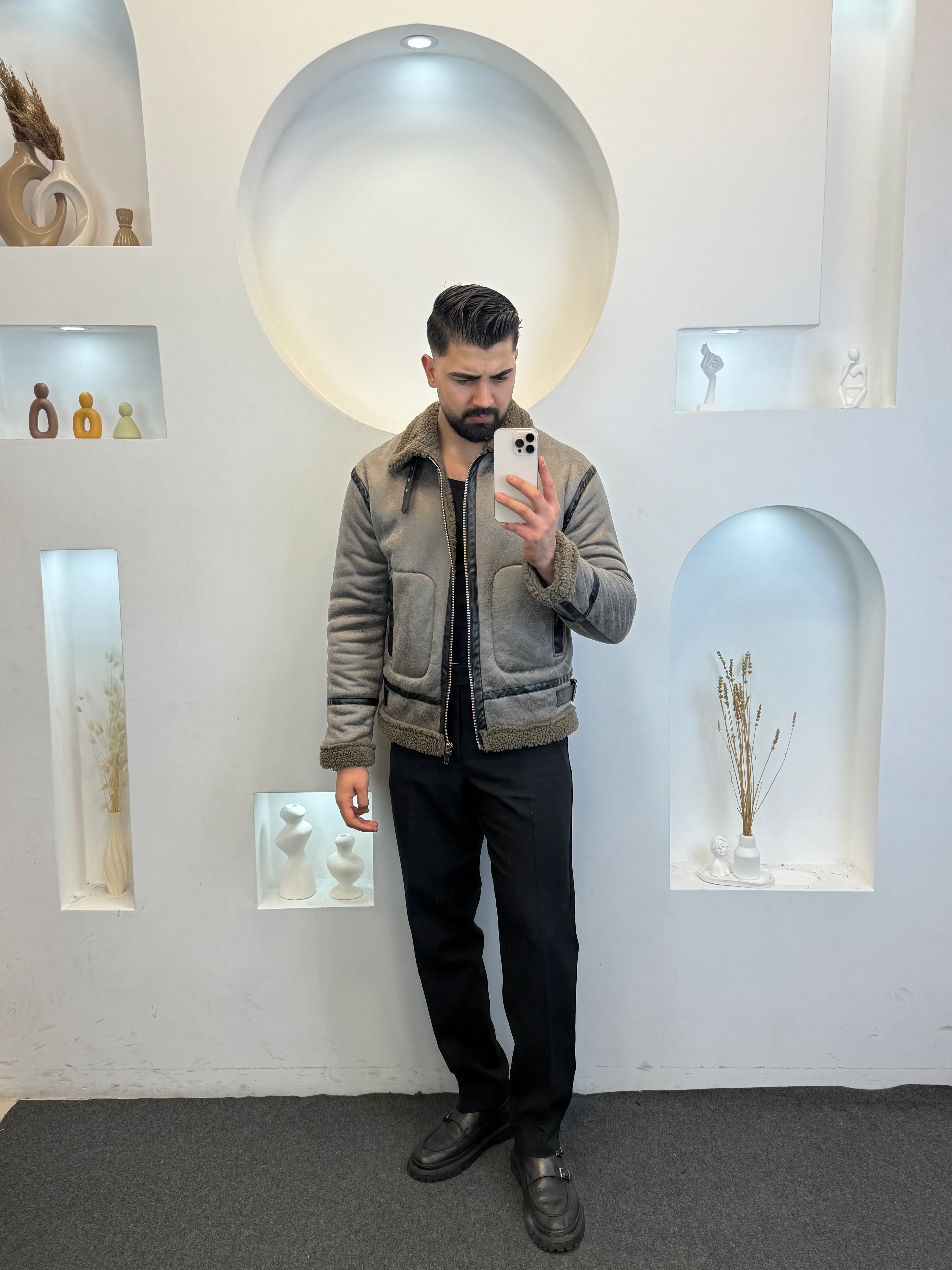 Yaka Kürklü Deri Mont