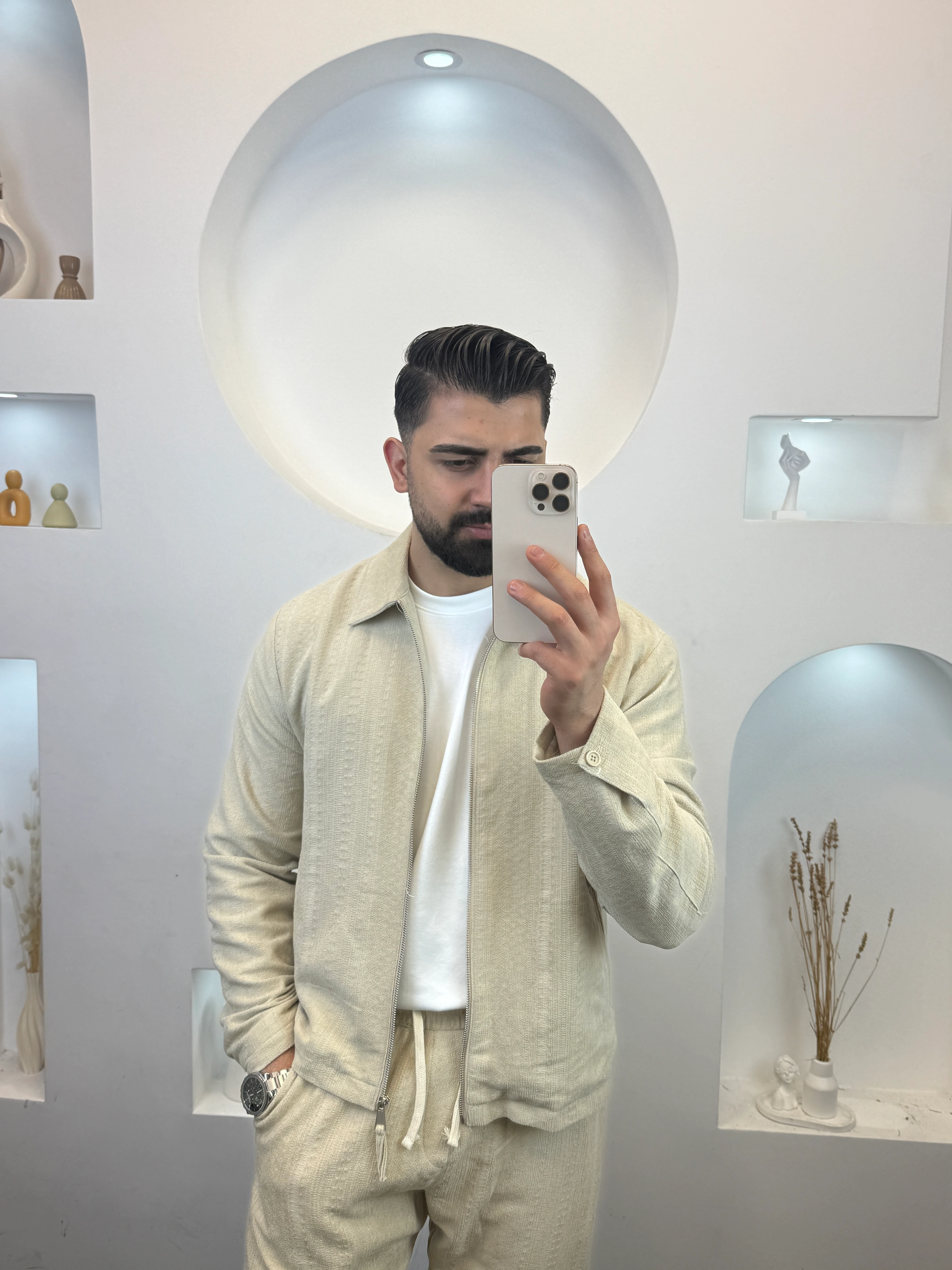 Bej Dokulu Kumaş Takım