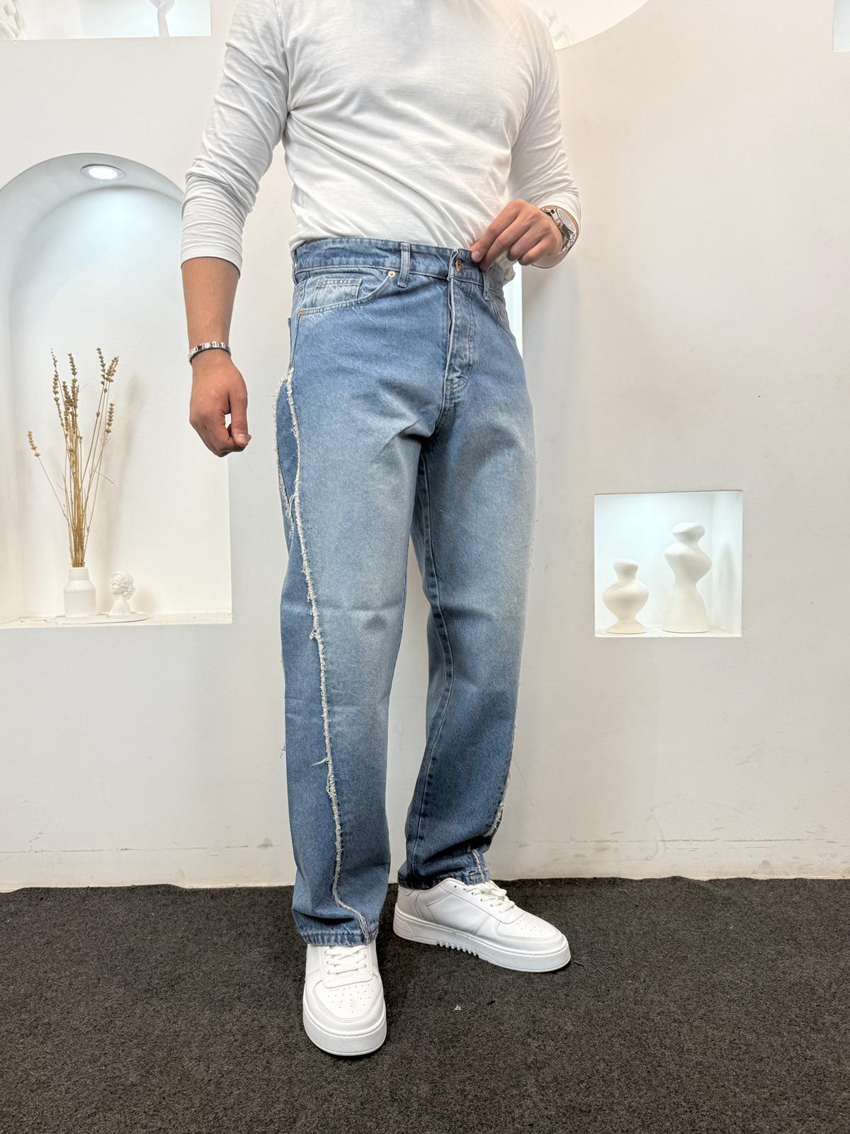 Yıkamalı Baggy Jeans - Mavi
