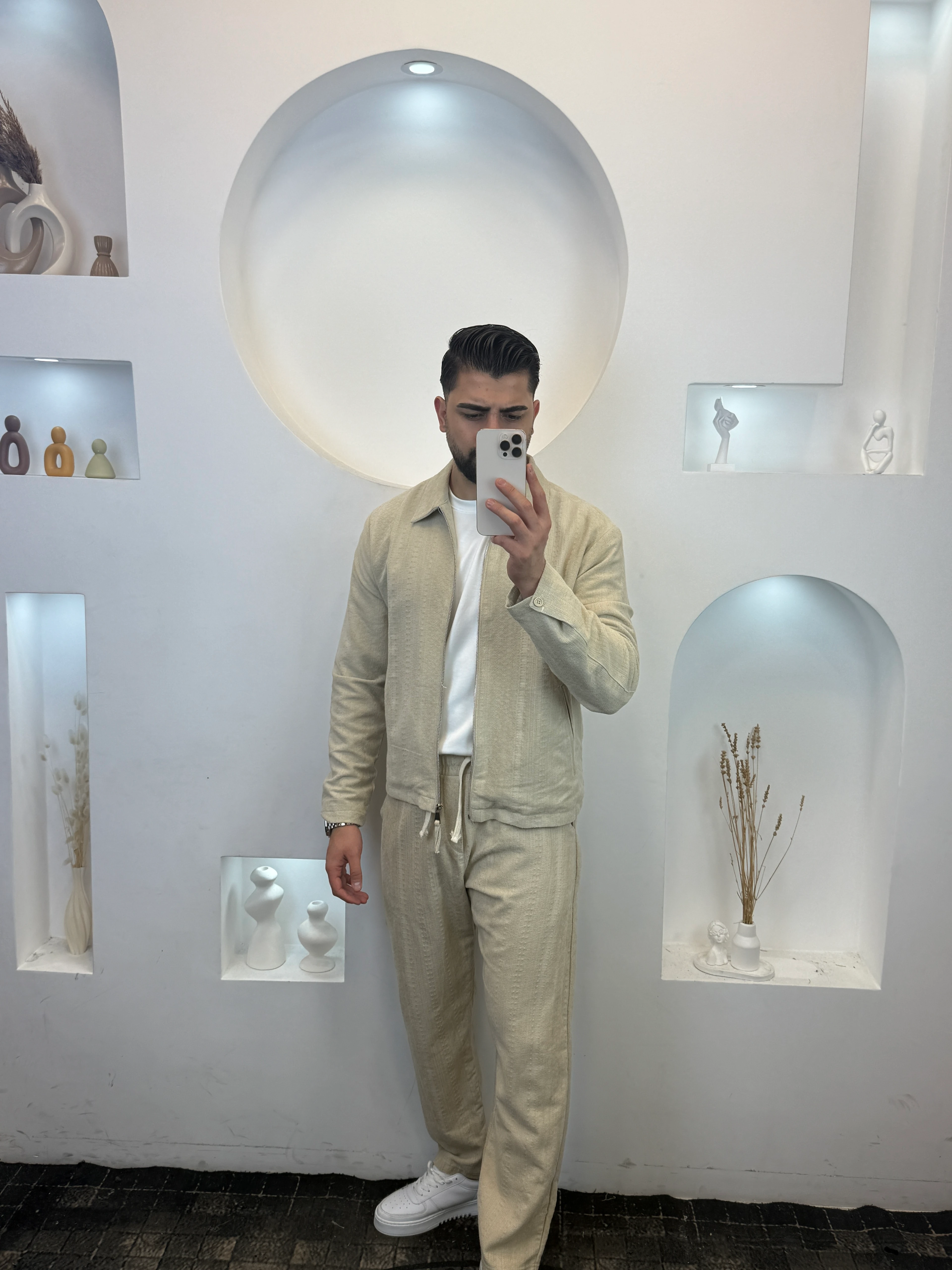 Bej Dokulu Kumaş Takım