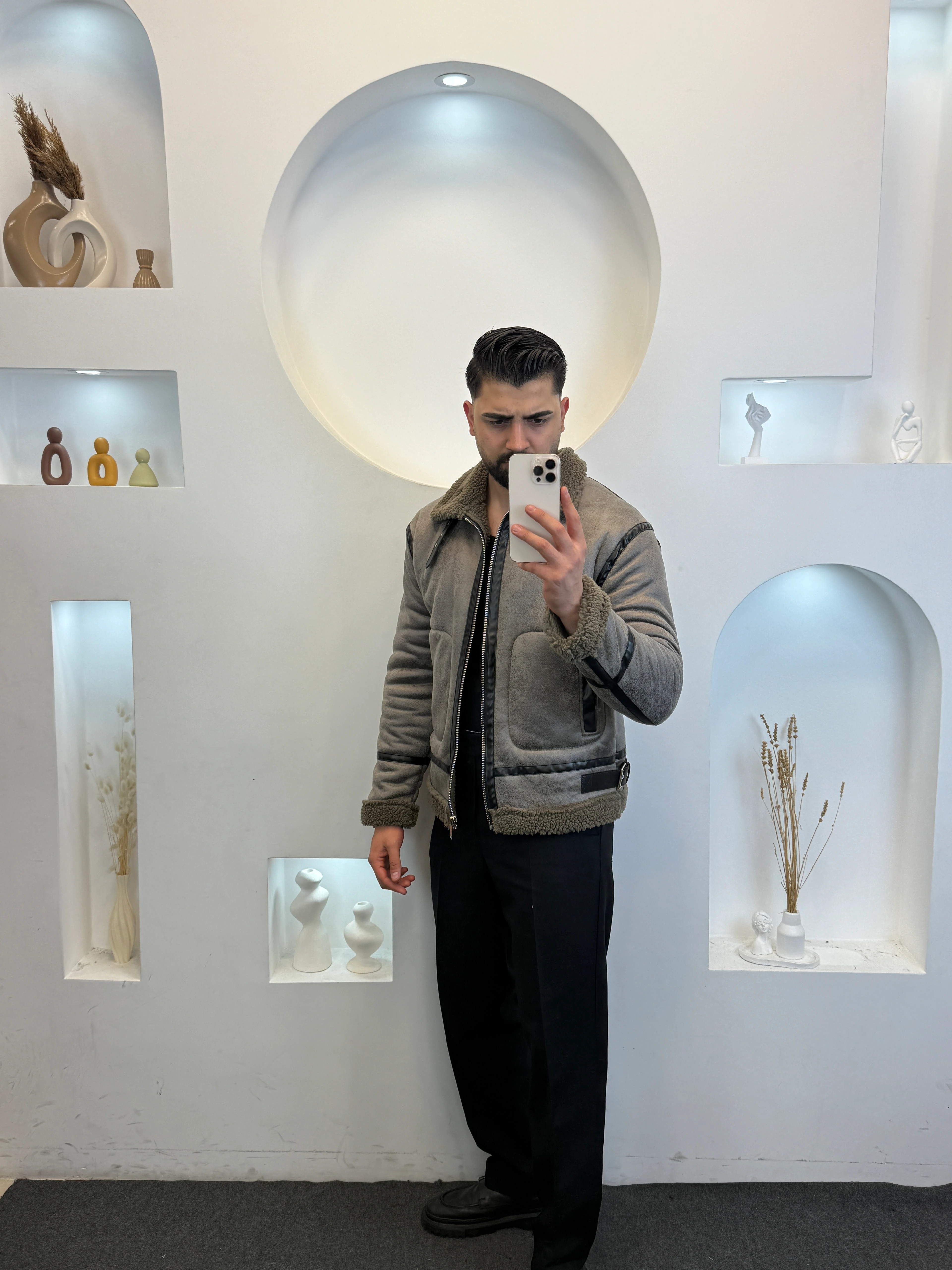 Yaka Kürklü Deri Mont