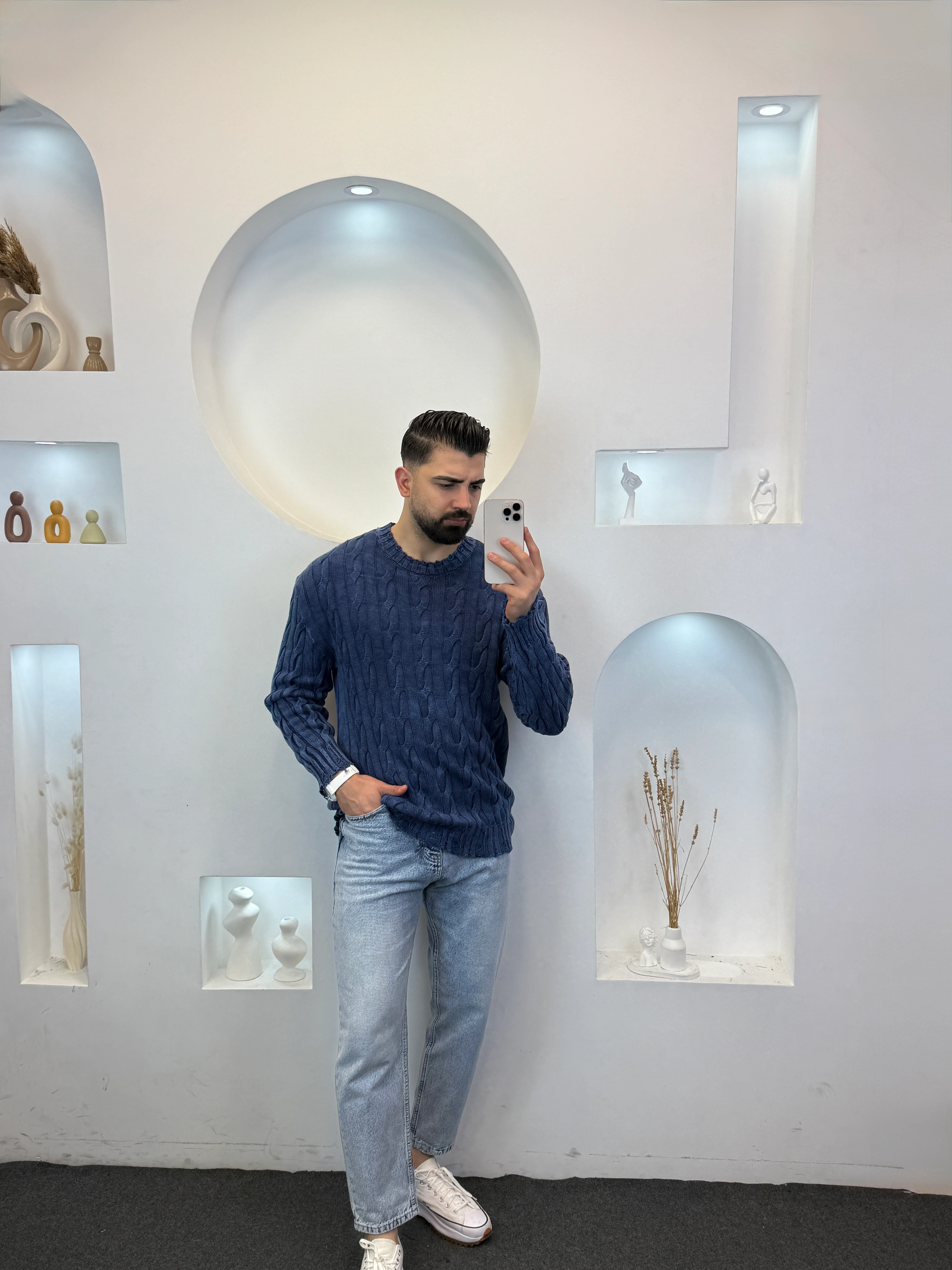 Saç Örgü Yıkamalı Kazak